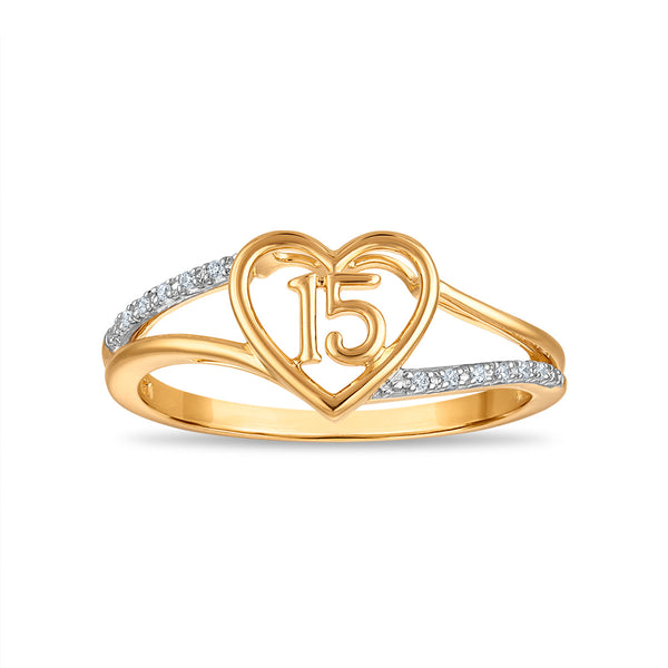 White Diamond Quinceanera Ring in 10KT Gold