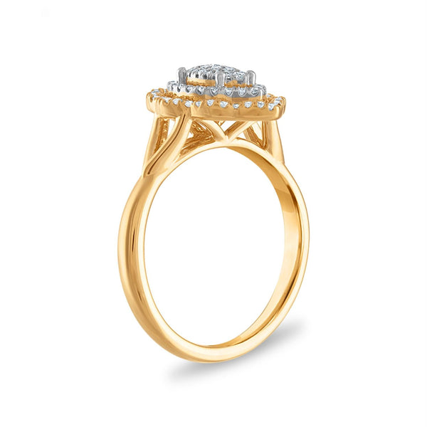 1/3 CTW Natural Diamond Halo Fashion Ring in 10KT Yellow Gold