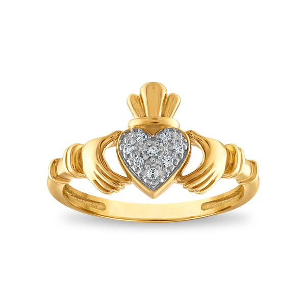 White Diamond Friendship Ring in 10KT Gold