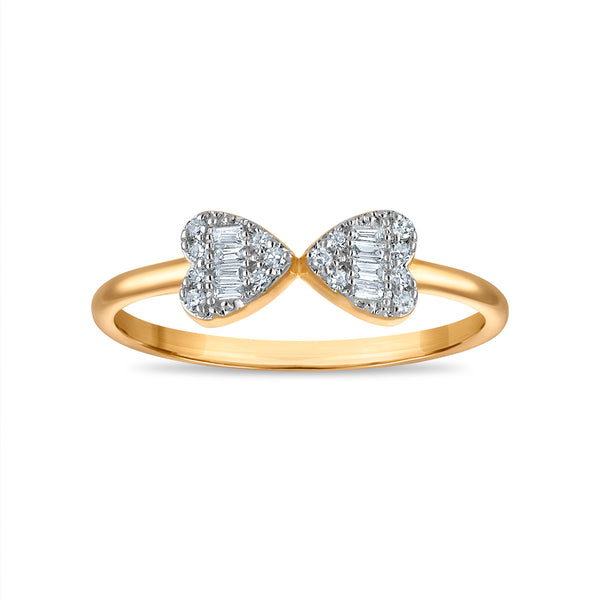 Natural Diamond Double Heart Fashion Ring in 10KT Yellow Gold