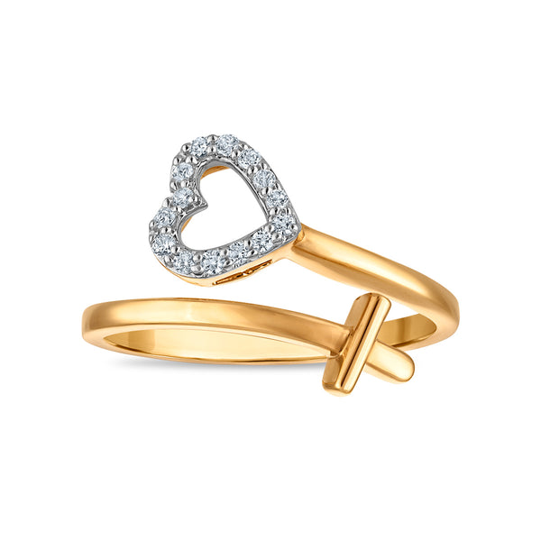 Natural Diamond Heart Fashion Ring in 10KT Yellow Gold