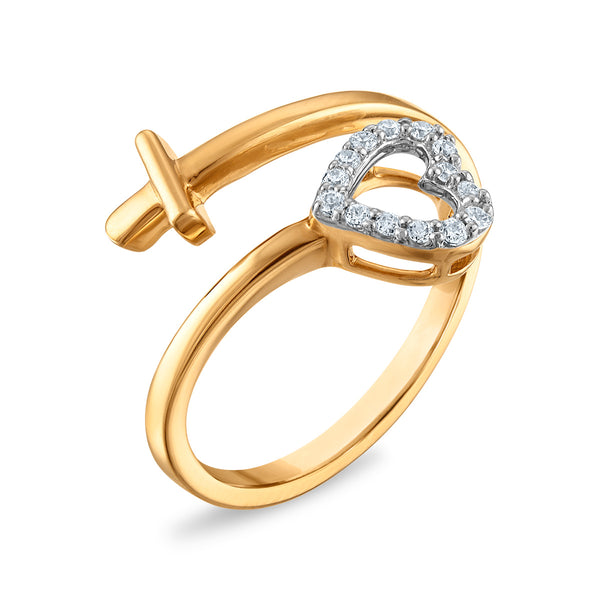 Natural Diamond Heart Fashion Ring in 10KT Yellow Gold