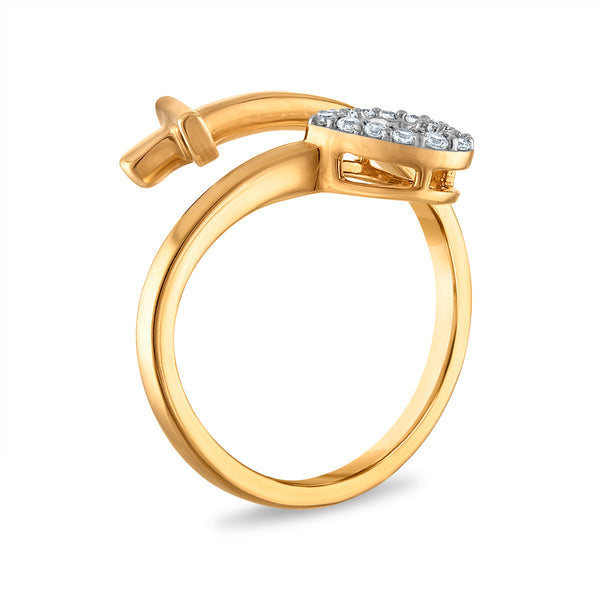 Natural Diamond Heart Fashion Ring in 10KT Yellow Gold