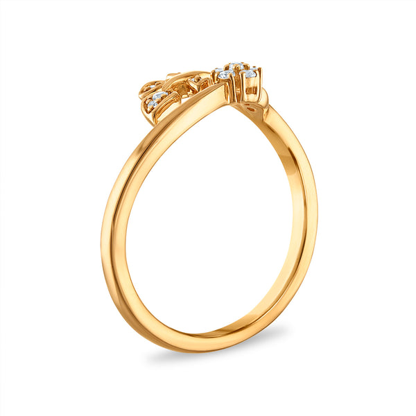 Natural Diamond Leaf Fashion Ring in 10KT Yellow Gold