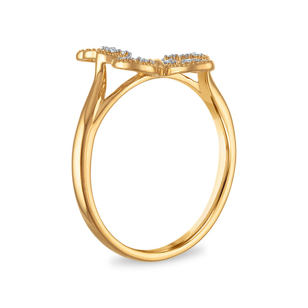 Natural Diamond Accent Butterfly Ring in 10KT Yellow Gold