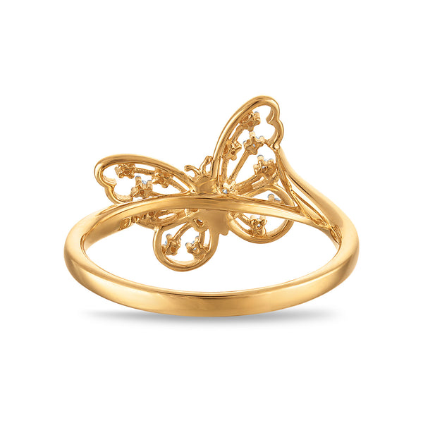 Natural Diamond Accent Butterfly Ring in 10KT Yellow Gold