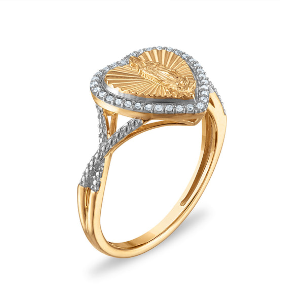 1/10 CTW Natural Diamond Guadalupe Ring in 10KT Yellow Gold
