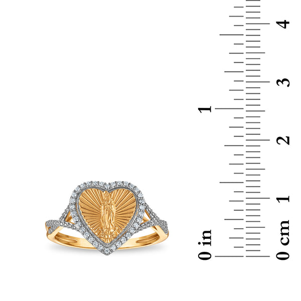 1/10 CTW Natural Diamond Guadalupe Ring in 10KT Yellow Gold