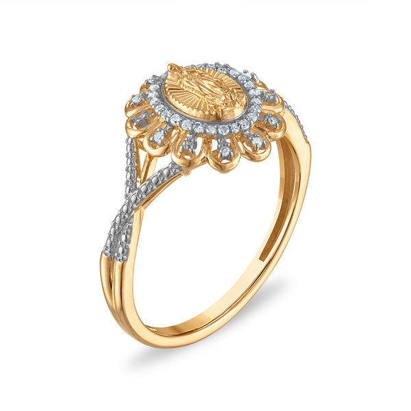 1/10 CTW Natural Diamond Guadalupe Ring in 10KT Yellow Gold