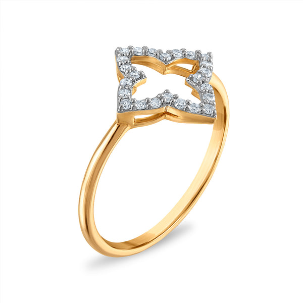 1/7 CTW Natural Diamond Clover Ring in 10KT Yellow Gold