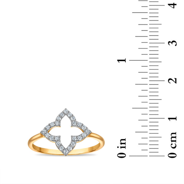 1/7 CTW Natural Diamond Clover Ring in 10KT Yellow Gold