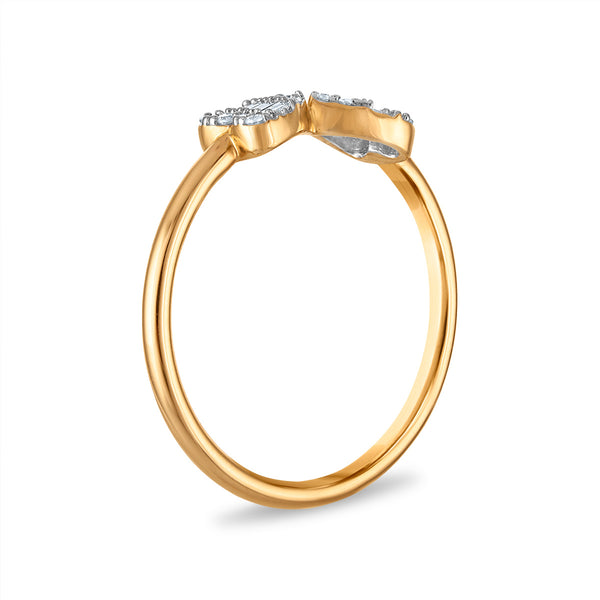 White Diamond Hearts & Symbols Ring in 10KT Gold