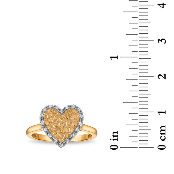 Natural Diamond Accent Nugget Heart Ring in 10KT Yellow Gold