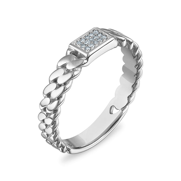 White Diamond Fashion Ring in 925 Silver