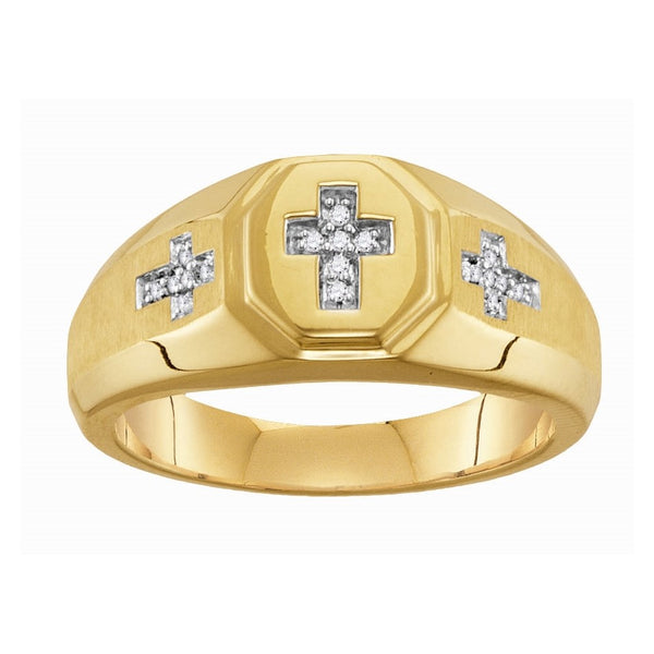 1/14 CTW Natural Diamond Cross Ring in 10KT Yellow Gold