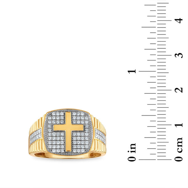 1/2 CTW Natural Diamond Cross Ring in 10KT Yellow Gold