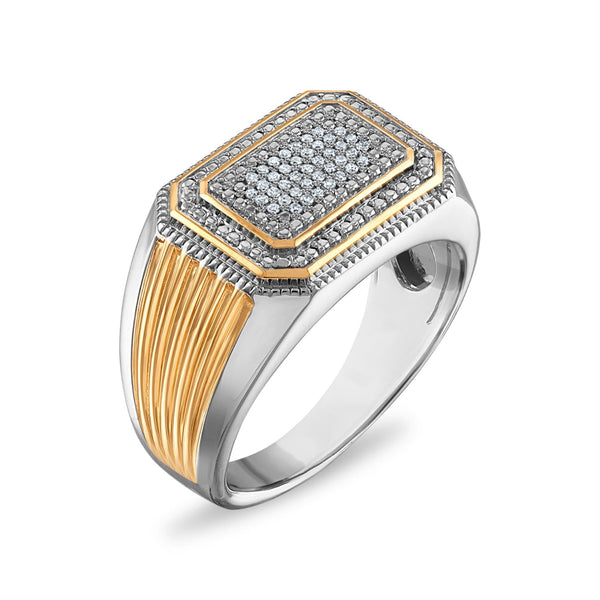 1/10 CTW Natural Diamond Cluster Ring in Two-Tone Sterling Silver