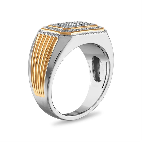1/10 CTW Natural Diamond Cluster Ring in Two-Tone Sterling Silver