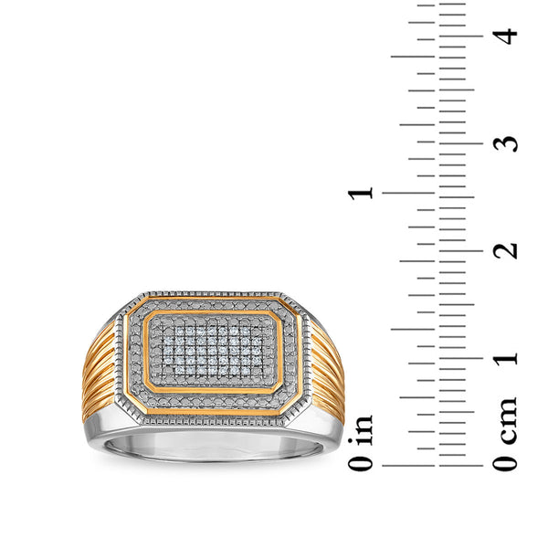1/10 CTW Natural Diamond Cluster Ring in Two-Tone Sterling Silver
