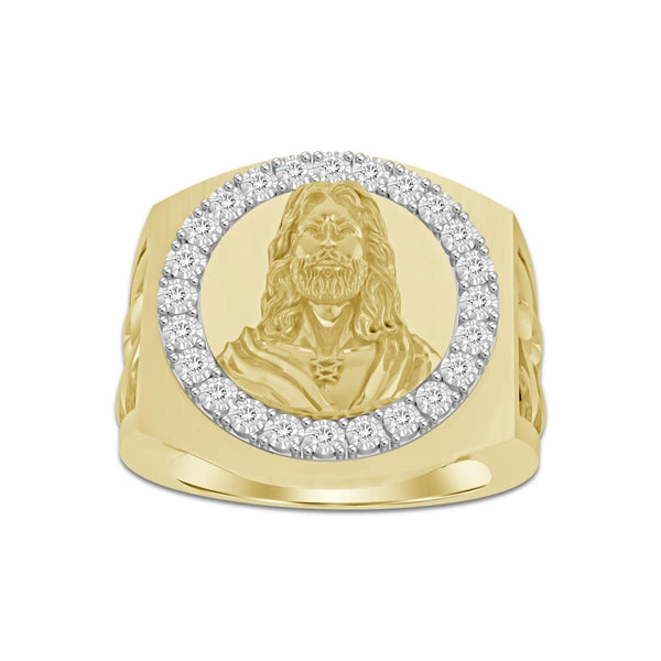 Titán by Adrian Gonzalez 10KT Yellow Gold 1/4 CTW Natural Diamond Jesus Ring