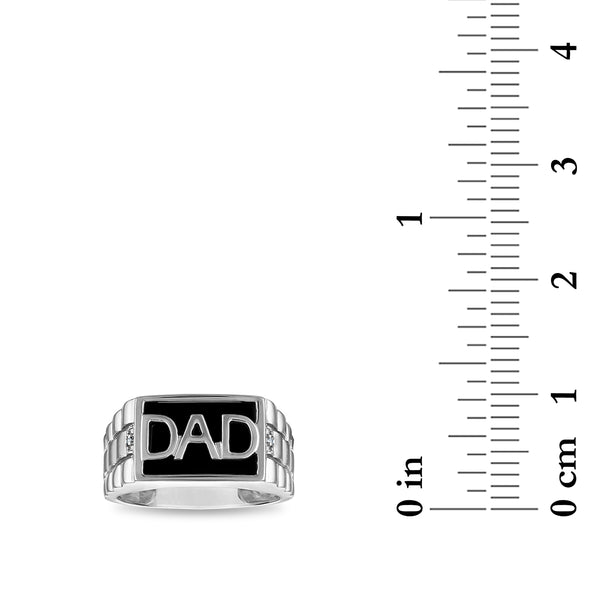 Onyx and Diamond Accent Dad Ring in Sterling Silver