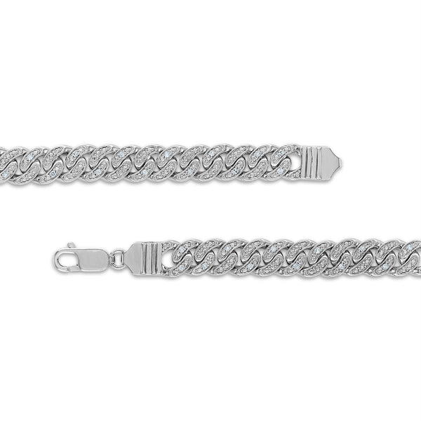 Luxe Layers 1 CTW Natural Diamond Cuban Link 24-inch Chain in Rhodium Plated Sterling Silver