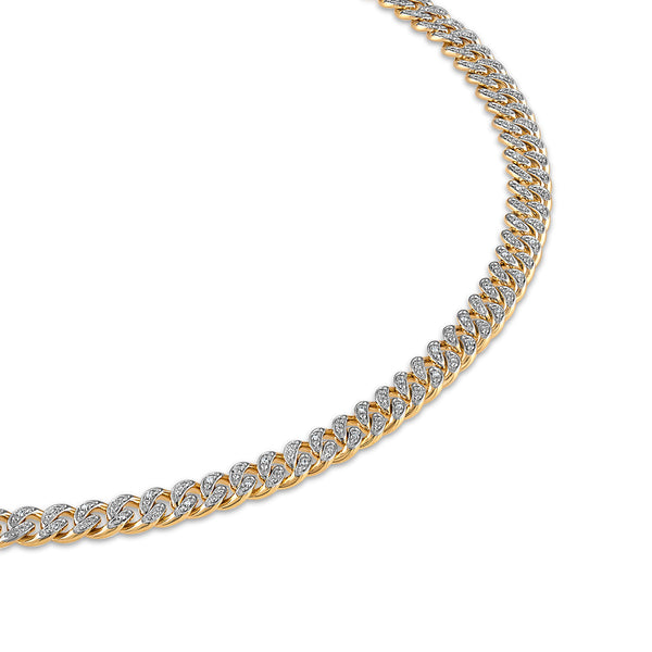 Luxe Layers 1/2 CTW Natural Diamond Cuban Link 24-inch Chain in Yellow Gold Plated Sterling Silver