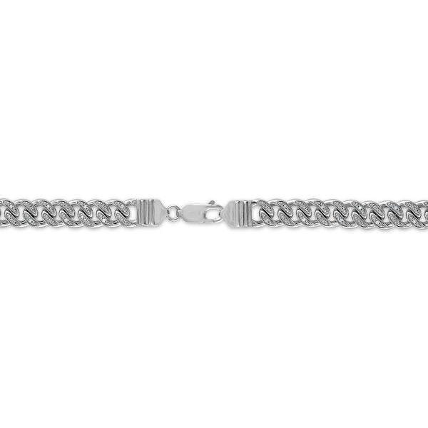 Luxe Layers 1/2 CTW Natural Diamond Cuban Link 24-inch Chain in Rhodium Plated Sterling Silver