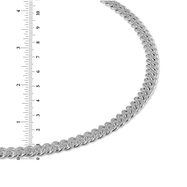 Luxe Layers 1/2 CTW Natural Diamond Cuban Link 24-inch Chain in Rhodium Plated Sterling Silver