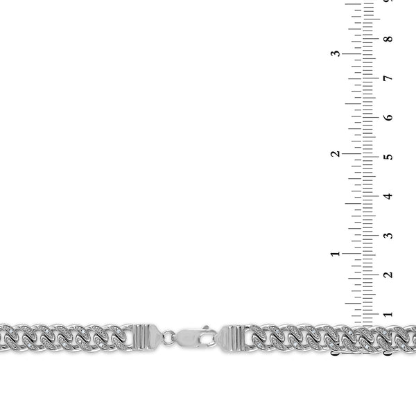 Luxe Layers 1/2 CTW Natural Diamond Cuban Link 24-inch Chain in Rhodium Plated Sterling Silver