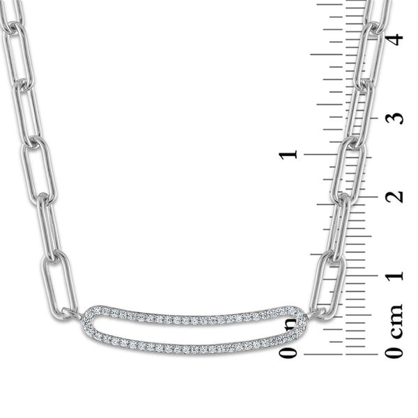 1/5 CTW Natural Diamond Fashion 17-inch Necklace in Rhodium Plated Sterling Silver