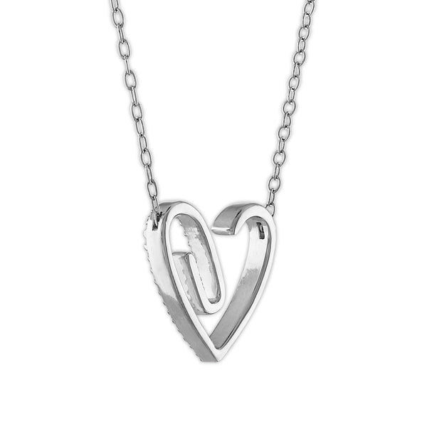 1/10 CTW Natural Diamond Heart PaperClip 18-inch Necklace in 10KT White Gold