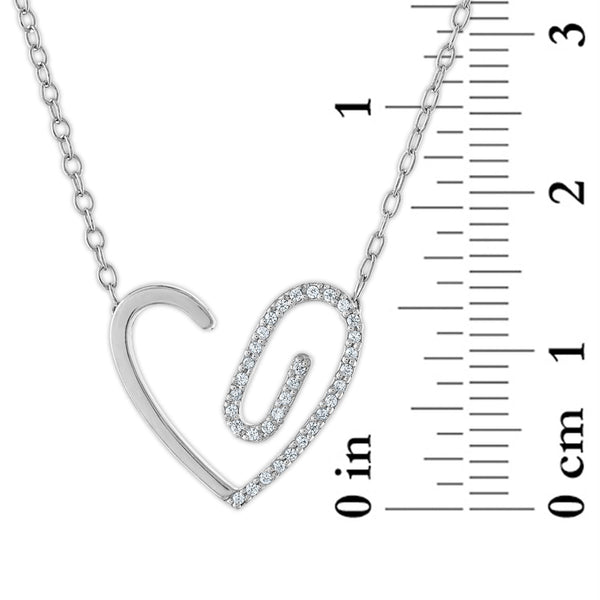 1/10 CTW Natural Diamond Heart PaperClip 18-inch Necklace in 10KT White Gold