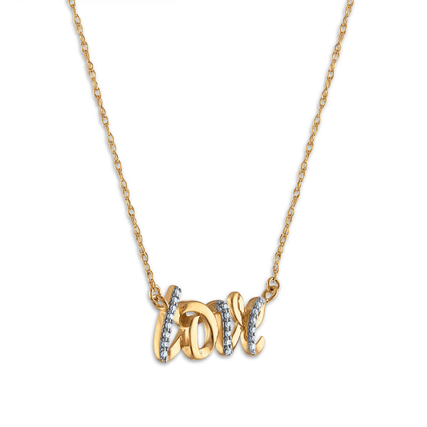 1/16 CTW Natural Diamond Fashion Love 18-inch Necklace in 10KT Yellow Gold