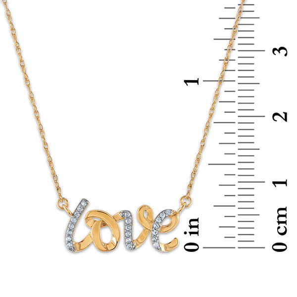 1/16 CTW Natural Diamond Fashion Love 18-inch Necklace in 10KT Yellow Gold