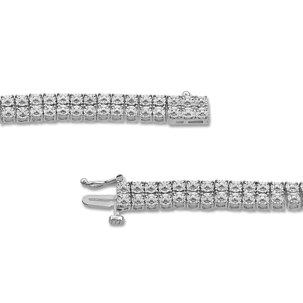 1/2 CTW Natural Diamond 24-inch Double Row Tennis Necklace in Rhodium Plated Sterling Silver