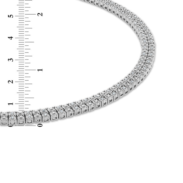 1/2 CTW Natural Diamond 24-inch Double Row Tennis Necklace in Rhodium Plated Sterling Silver