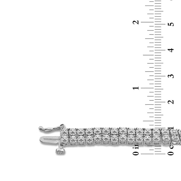 1/2 CTW Natural Diamond 24-inch Double Row Tennis Necklace in Rhodium Plated Sterling Silver
