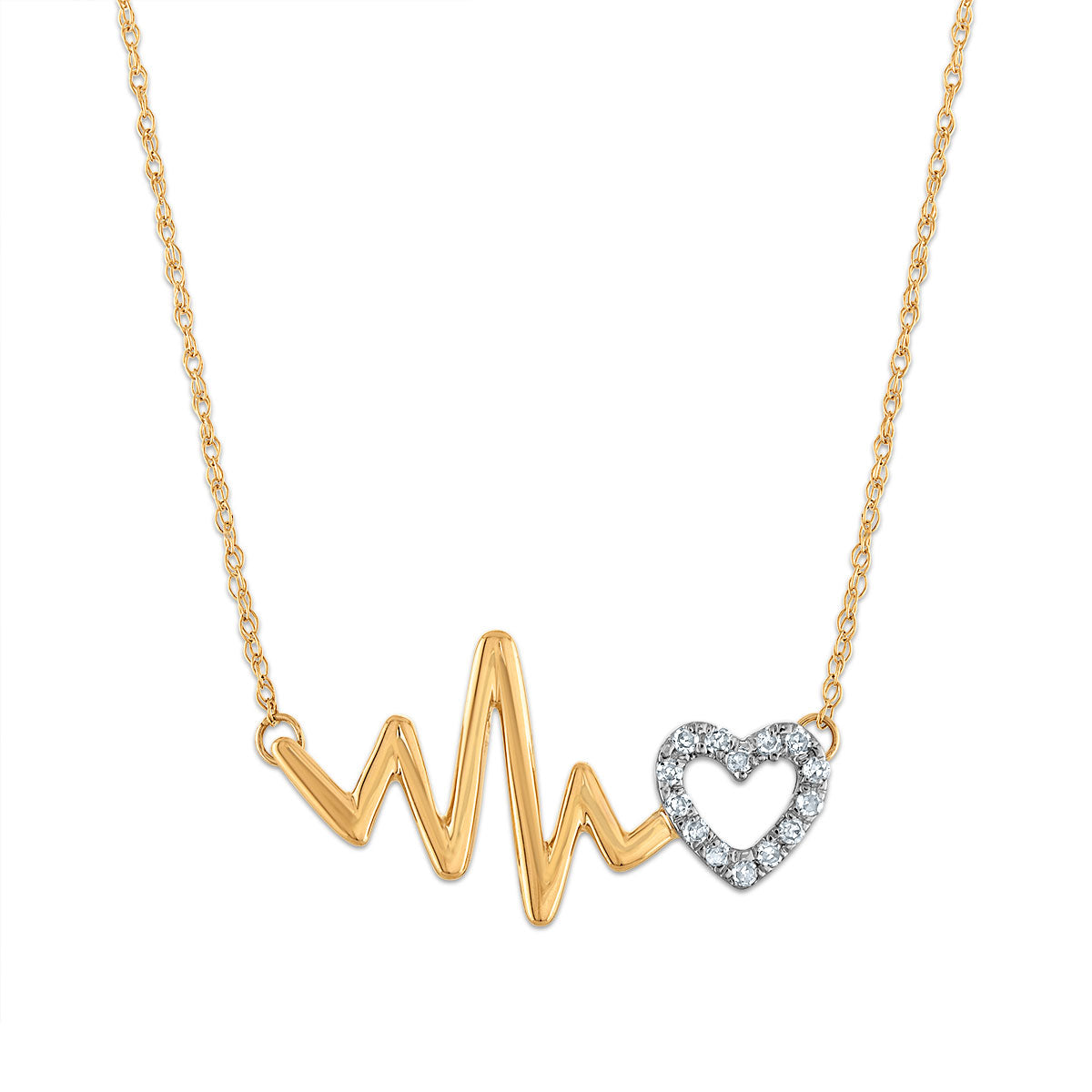 1/10 CTW Natural Diamond Heartbeat Necklace in 10KT Yellow Gold