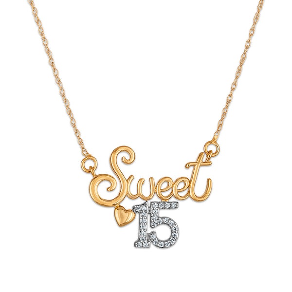 White Diamond Quinceanera Necklace in 10KT Gold
