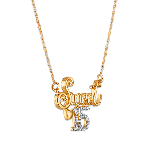White Diamond Quinceanera Necklace in 10KT Gold