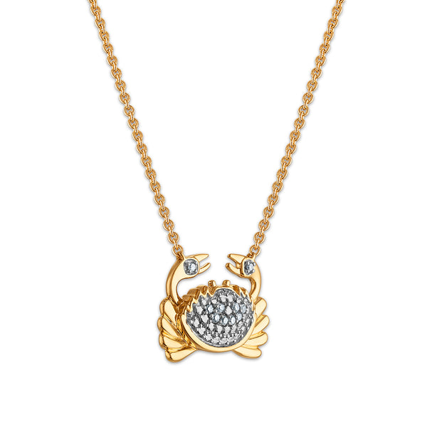 Diamond Accent Crab Necklace in Gold Plated Sterling Silver