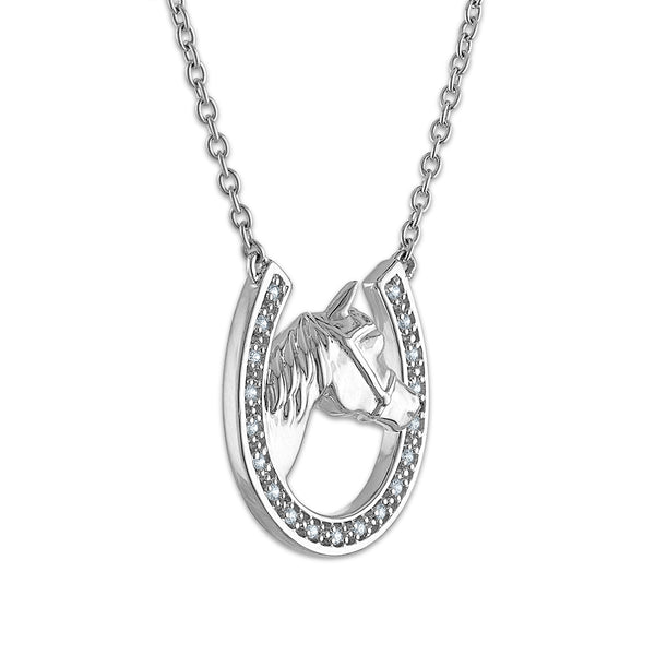 Natural Diamond 16-inch Horseshoe Necklace in Sterling Silver