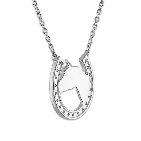 Natural Diamond 16-inch Horseshoe Necklace in Sterling Silver