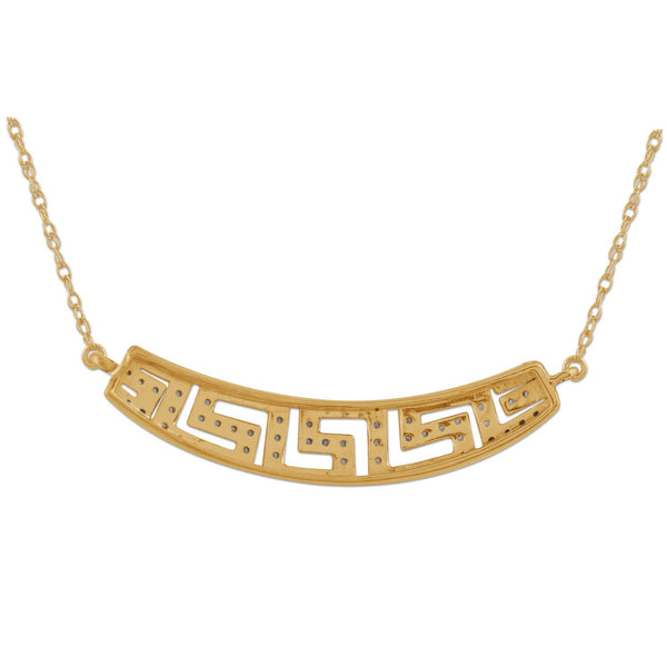 1/4 CTW Natural Diamond 18-inch Greek Key Necklace in 10KT Yellow Gold