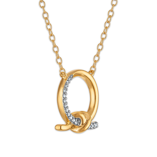 Diamond Accent Love Knot Circle Necklace in Gold Plated Sterling Silver