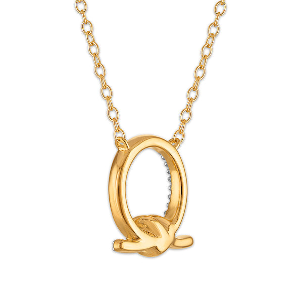 Diamond Accent Love Knot Circle Necklace in Gold Plated Sterling Silver