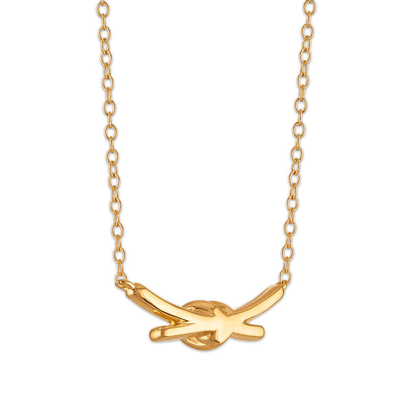 Diamond Accent Love Knot Necklace in Gold Plated Sterling Silver