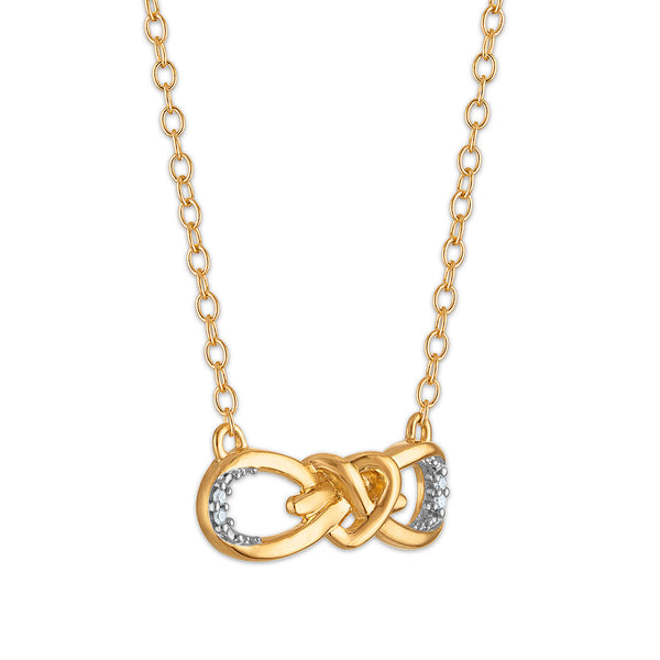 Diamond Accent Infinity Love Knot Necklace in Gold Plated Sterling Silver