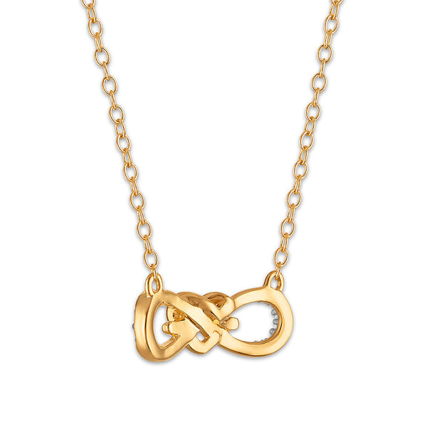 Diamond Accent Infinity Love Knot Necklace in Gold Plated Sterling Silver